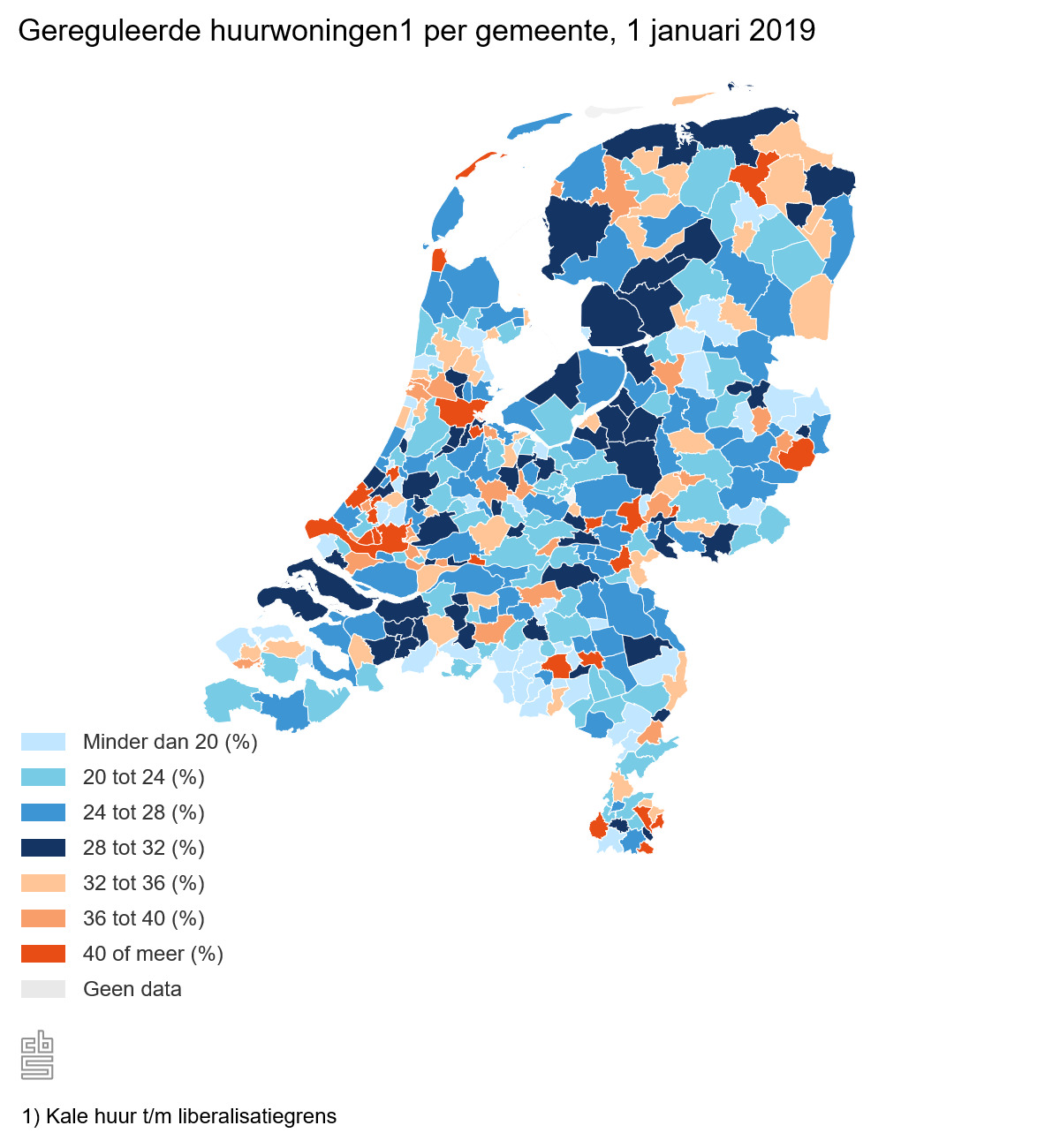 Gereguleerde huurwoningen per gemeente